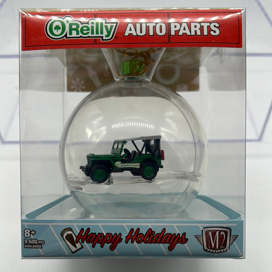 M2 Machines - 2022 O’Reilly Auto Parts Exclusive Christmas Ornament - 1944 Willy’s Jeep