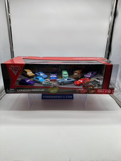 Disney Pixar Cars Movie - London Rescue Target Exclusive (Twelve) 12 Pack With Exclusive Trapped Professor Z