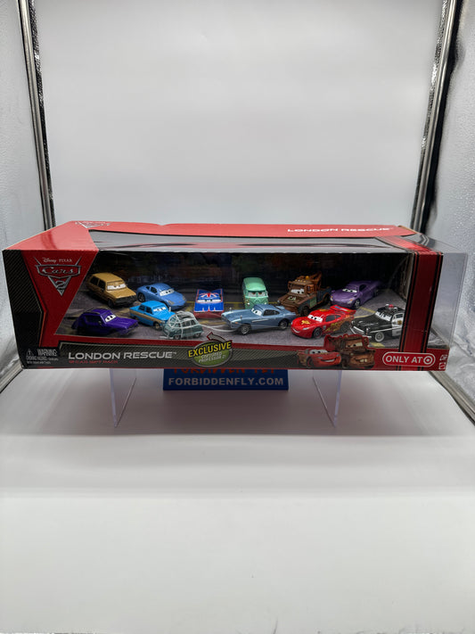 Disney Pixar Cars Movie - London Rescue Target Exclusive (Twelve) 12 Pack With Exclusive Trapped Professor Z
