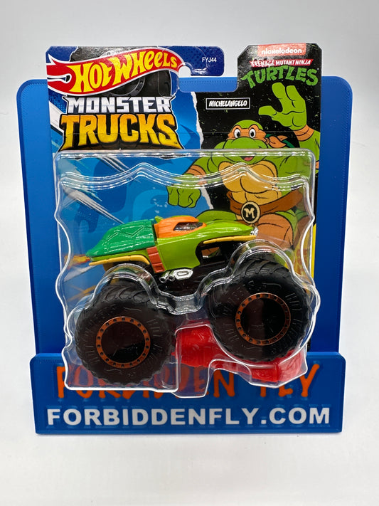 Hot Wheels Monster Trucks - Nickelodeon TMNT Series w/ Crushed Car - Teenage Mutant Ninja Turtles Michelangelo