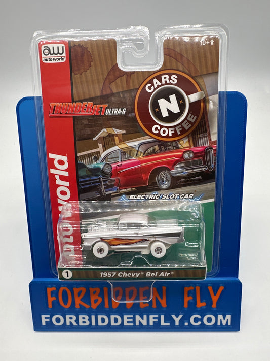 Auto World Slot Car - Cars N Coffee Version A - 1957 Chevy Bel Air - White Lightning Chase