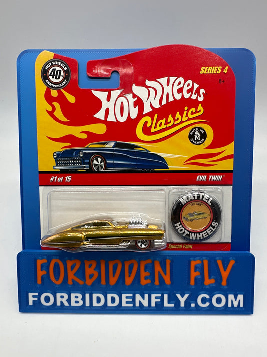 Hot Wheels Classics - Series 4 #1 of 15 - Gold Evil Twin w/ Button