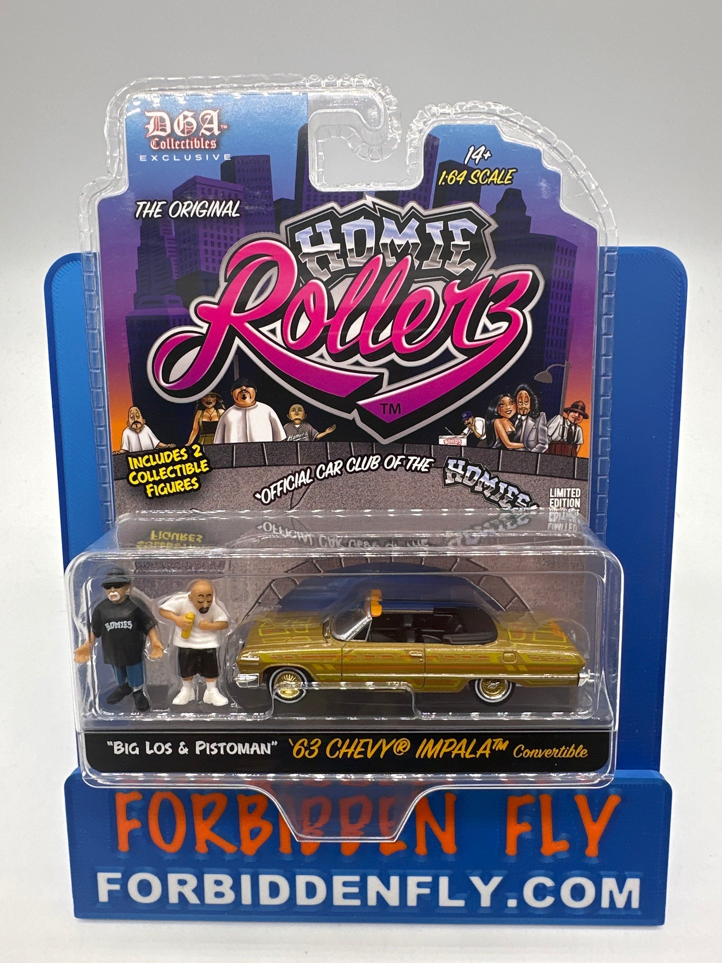 GreenLight & DGA Collectibles - 2025 Series 1 Homie Rollerz - ‘63 Chevy Impala Convertible With Big Los & Pistoman Homies - Gold Chase