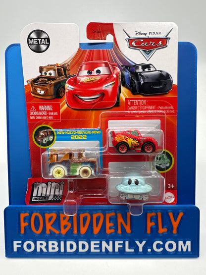 Disney Pixar Cars Movie - Metal Mini Racers 3 Pack - 2022 Release - UFM Mater, Mator and Lightning McQueen