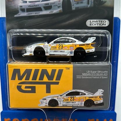 Mini GT Regular Release #618 - White Liberty Walk LB Super Silhouette Nissan S15 Silvia #23