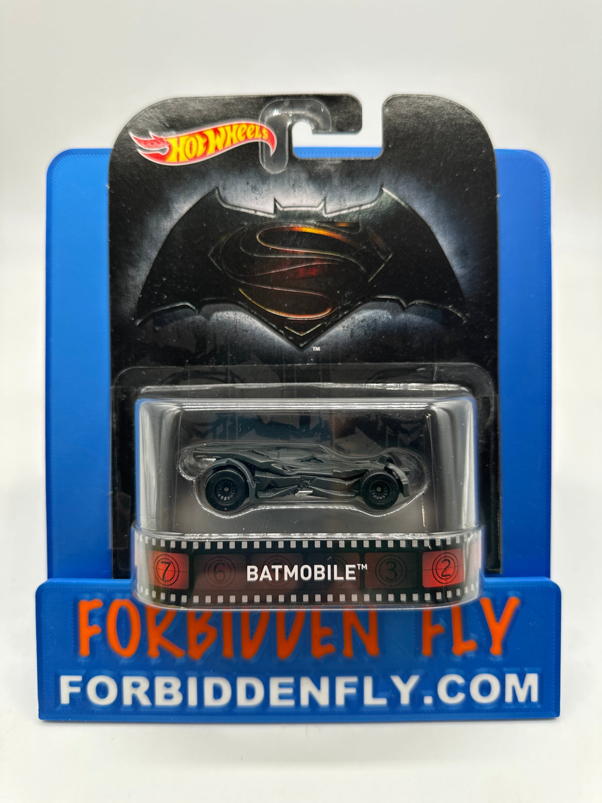 Hot Wheels 2016 Retro Entertainment Premium Single - DC Batman vs Superman (Logo Card) Batmobile (Movie Reel Packaging)