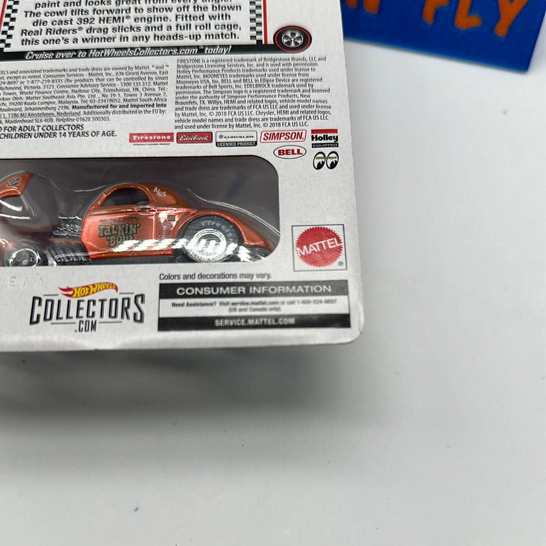 Hot Wheels RLC Red Line Club - 2019 Release - ‘41 Willy’s Gasser - Talkin’ Bout - Orange