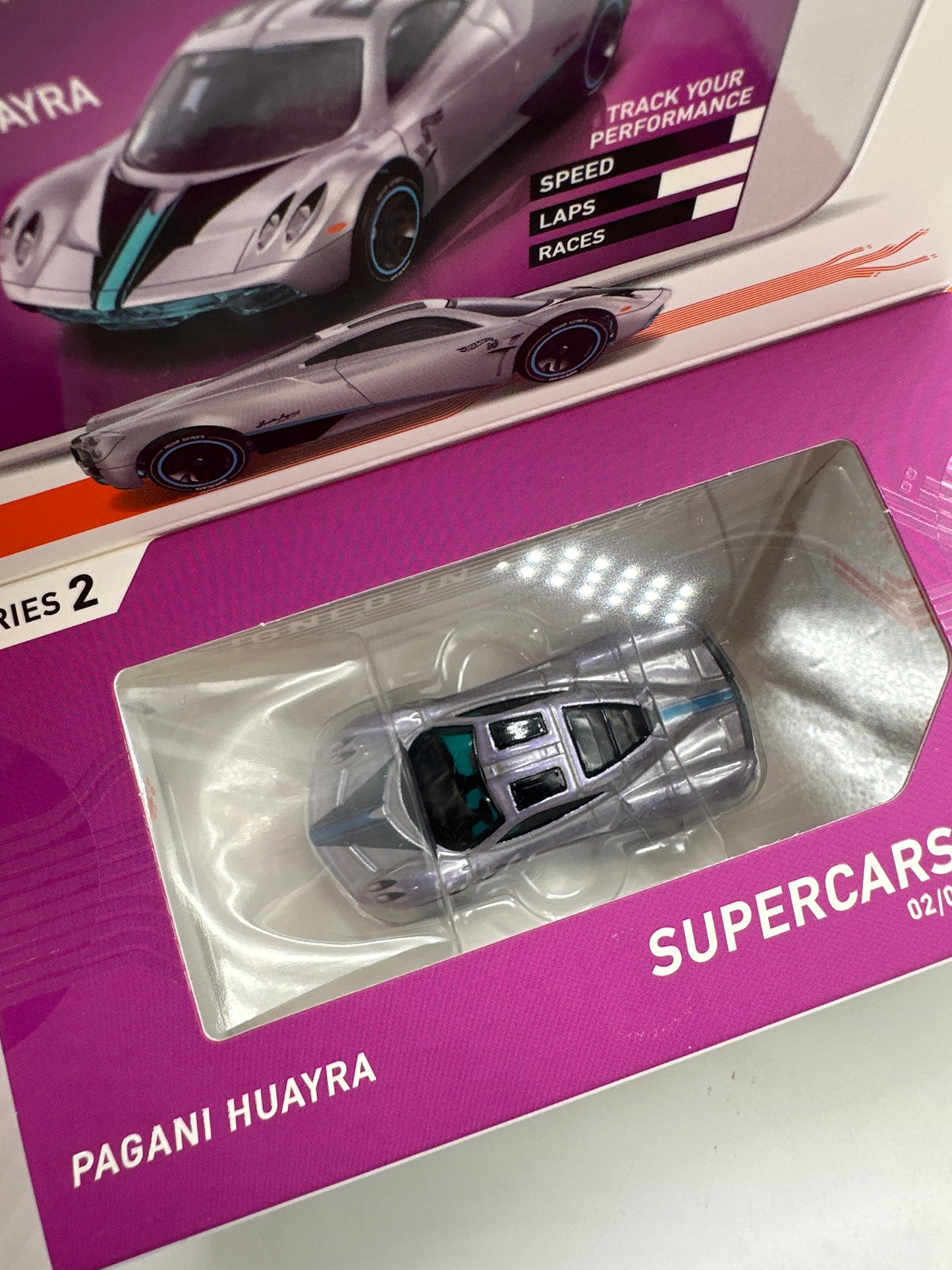 Hot Wheels Boxed Series 2 ID Car - Supercars - Pagani Huayra (Lilac/Pearl)