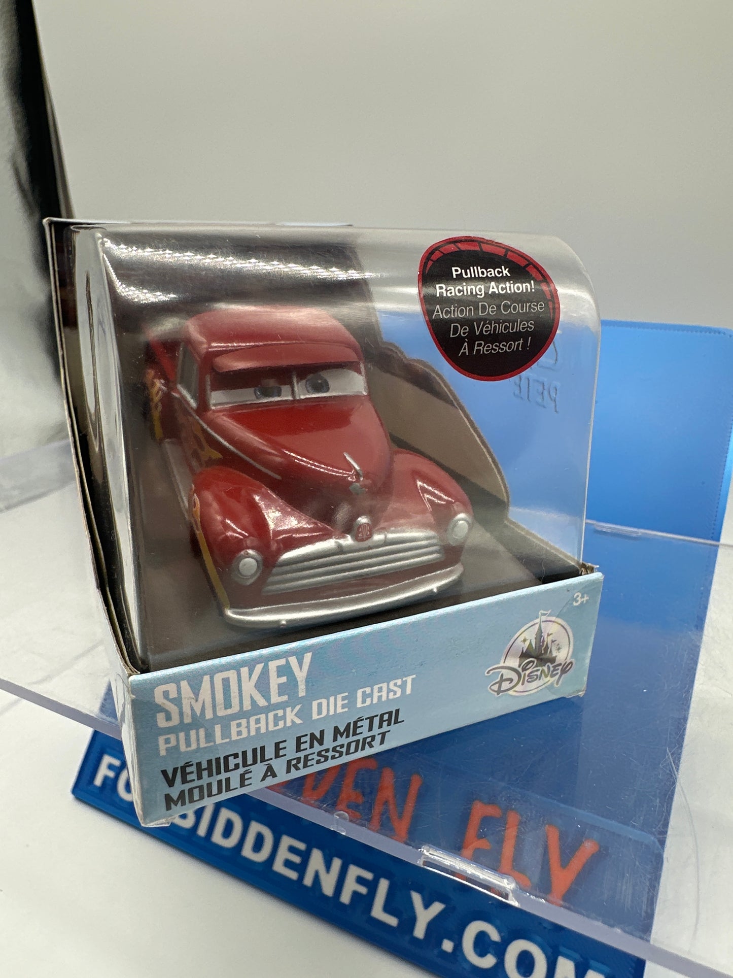 Disney Pixar Cars Movie - Disney Store Parks 1:43 Exclusive “Pull ‘n’ Race” Pullback Racing Action - Hot Rod Smokey