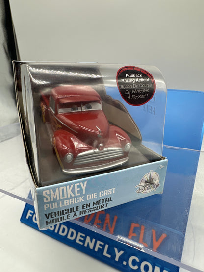 Disney Pixar Cars Movie - Disney Store Parks 1:43 Exclusive “Pull ‘n’ Race” Pullback Racing Action - Hot Rod Smokey
