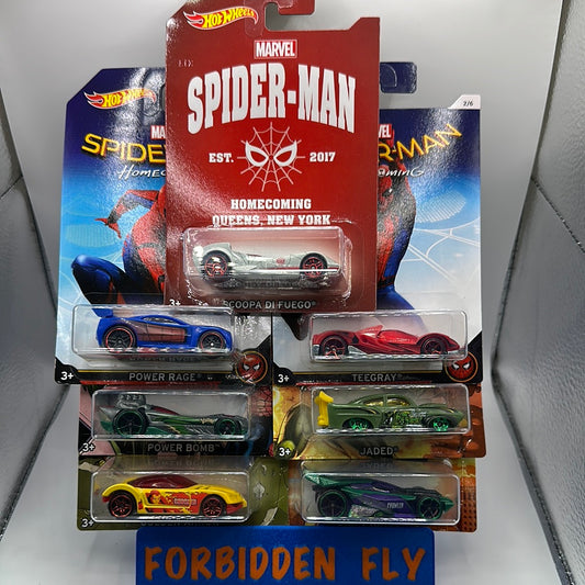 Hot Wheels - Walmart Exclusive 2016 Spder-Man Series - Complete Set of 6 and Chase (7 Cars)