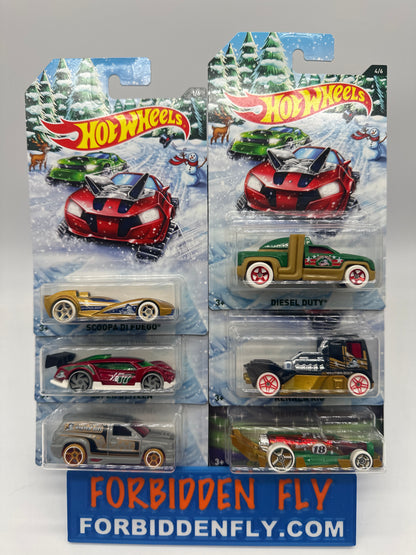 Hot Wheels - Wal Mart Exclusive 2017 Holiday Series - Complete Set of 6