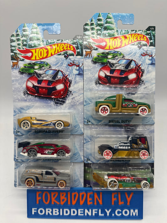 Hot Wheels - Wal Mart Exclusive 2017 Holiday Series - Complete Set of 6