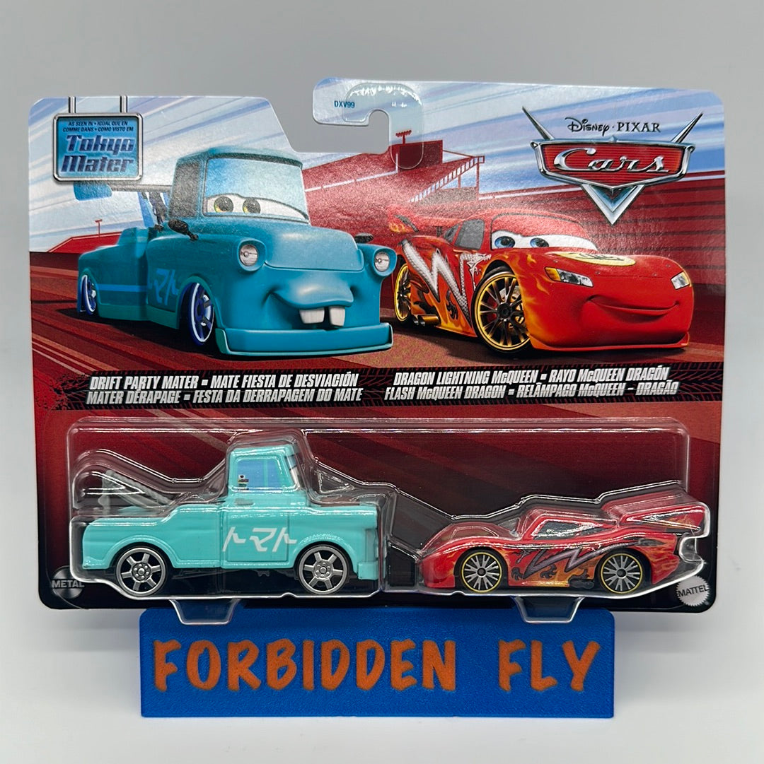 Disney Pixar Cars Movie - Tokyo Mater Two Pack - Drift Party Mater & Dragon Lightning McQueen