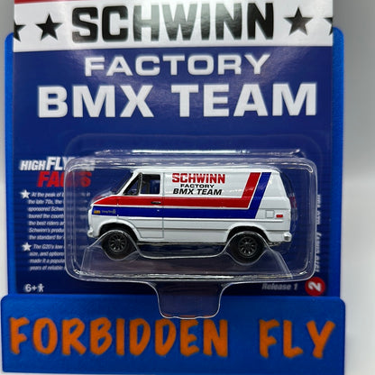 Johnny Lightning - Pop Culture - 2023 Release 1 - Version A - Schwinn Factory BMX Team - 1976 Chevy G20 Van - White