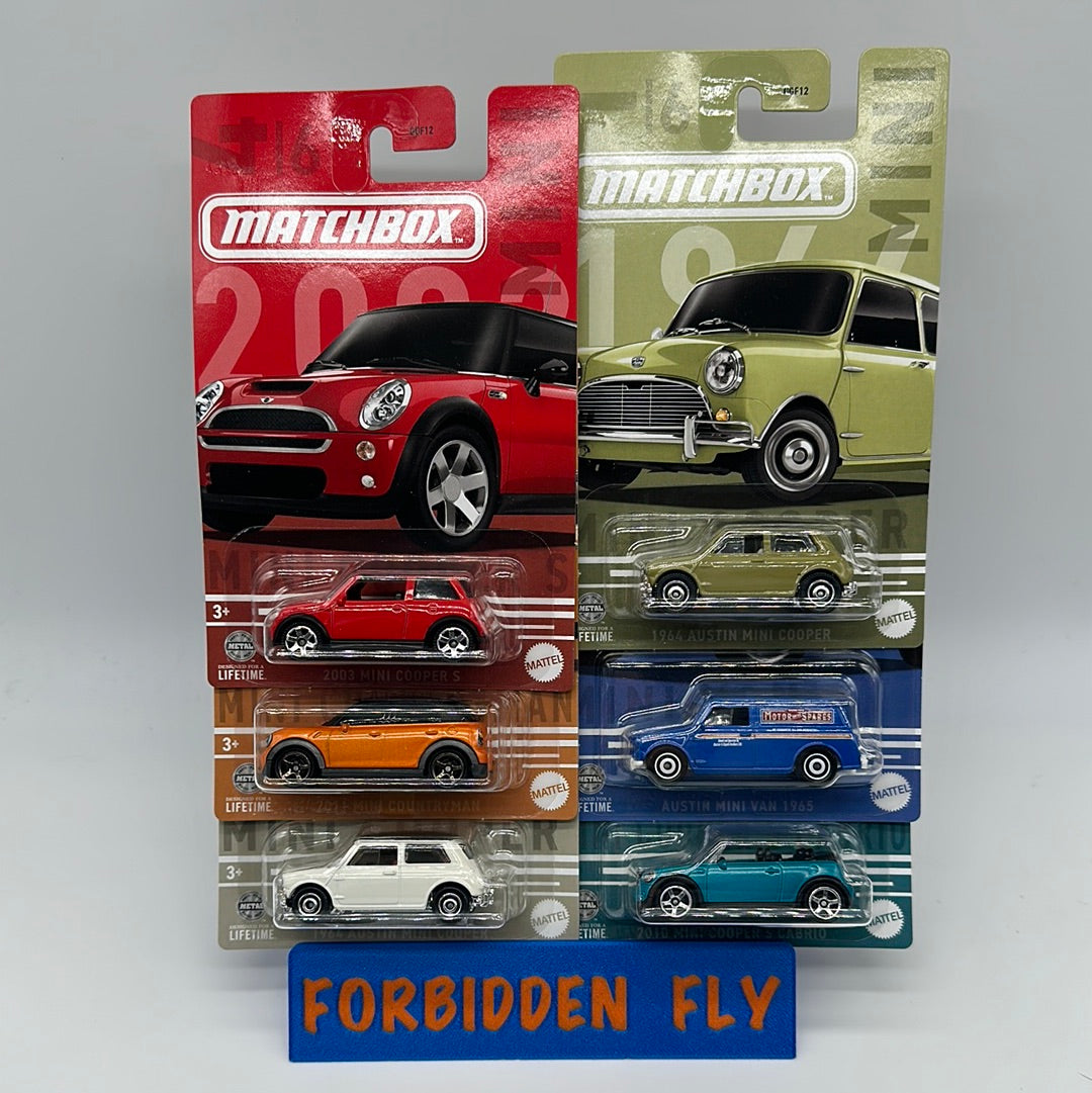 Matchbox Mainline - 2024 Wal Mart Exclusive Mini Cooper Set - Complete Set of 6