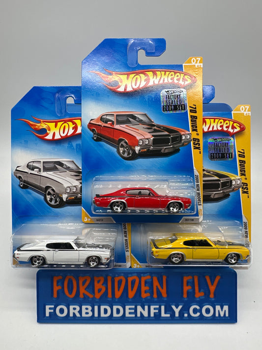 Hot Wheels Mainline - 2009 Factory Stickered - 2009 New Models Series - ‘70 Buick GSX - Lot Of 3