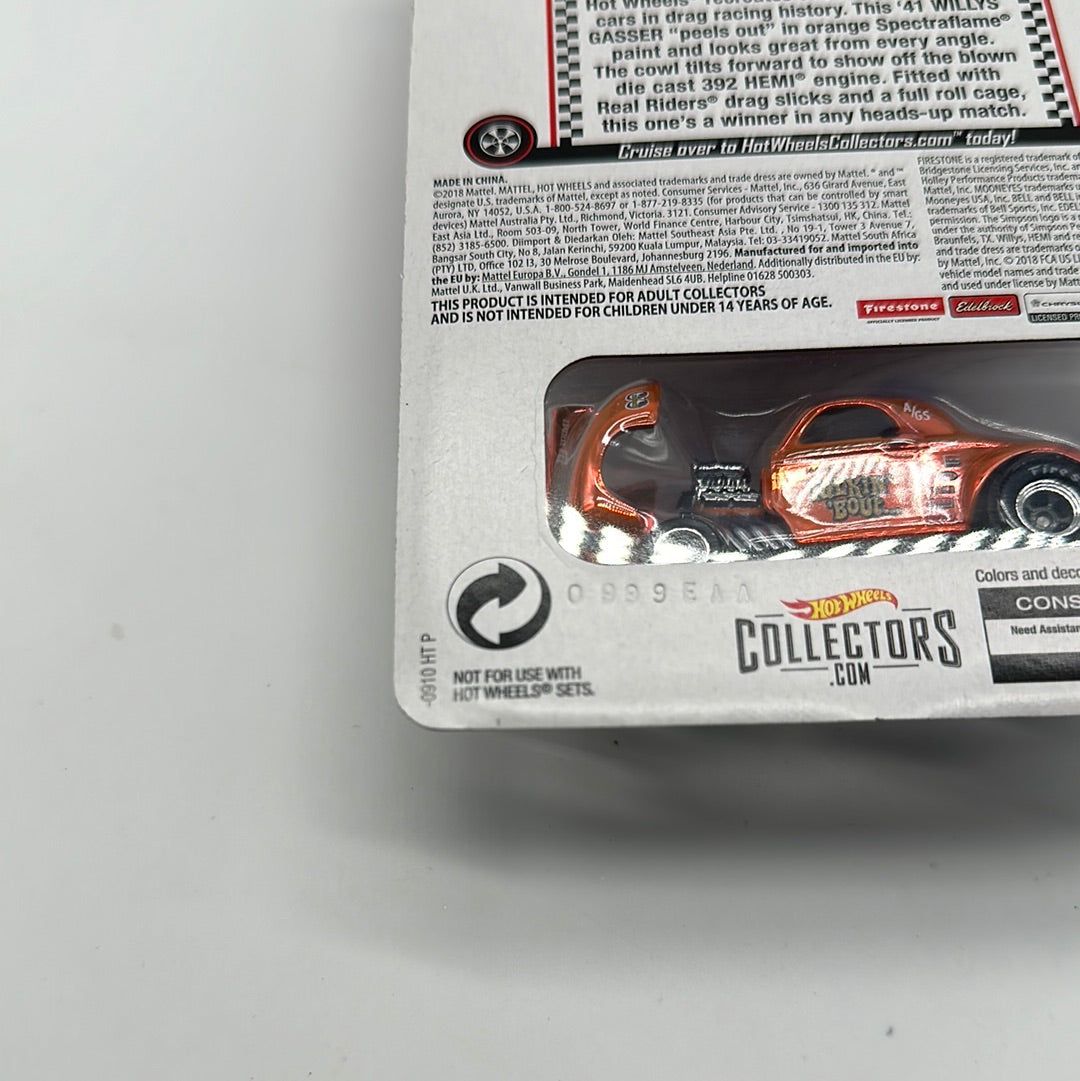 Hot Wheels RLC Red Line Club - 2019 Release - ‘41 Willy’s Gasser - Talkin’ Bout - Orange