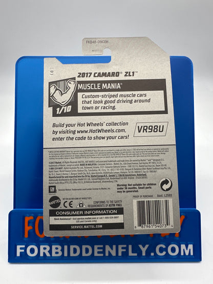 Hot Wheels Super Treasure Hunt - Factory Sticker 2018 H Case - 2017 Camaro ZL1 - Red Ring Wheel Variant Card