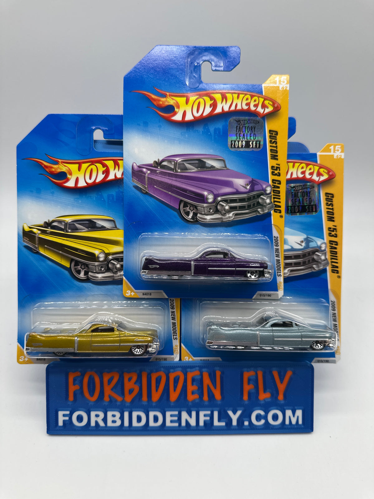 Hot Wheels Mainline - 2009 Factory Stickered - 2009 New Models Series - Custom ‘53 Cadillac - Lot Of 3