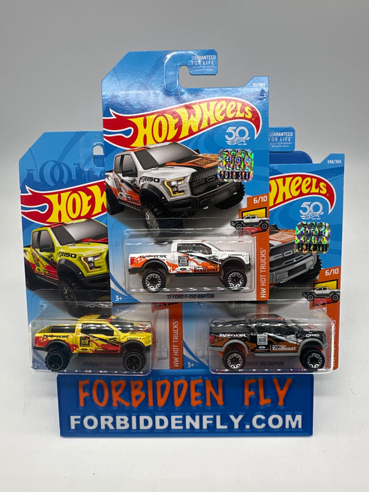 Hot Wheels Mainline - Factory Stickered 2018 - ‘17 Ford F-150 Raptor - Lot Of 3