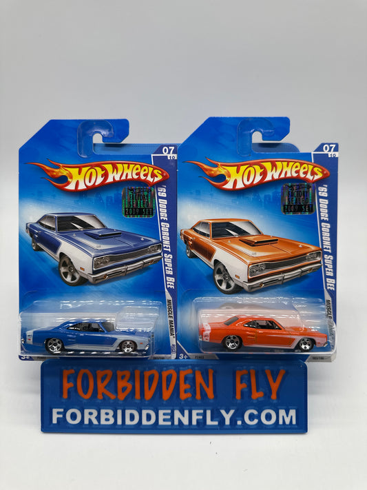 Hot Wheels Mainline - 2009 Factory Stickered - Muscle Mania Series - ‘69 Dodge Coronet Super Bee - Lot Of 2