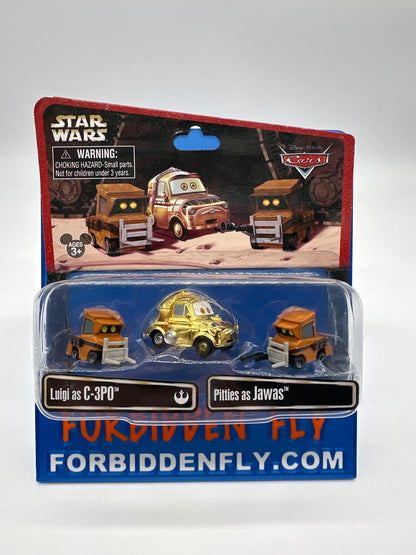 Disney Pixar Cars Movie - Disney Store Parks Exclusive Star Wars Series - Luigi as C-3PO and Pitties as Jawas