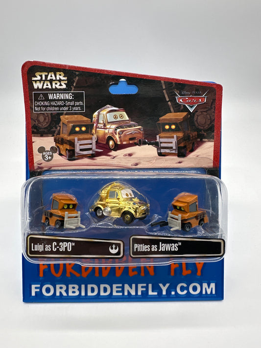Disney Pixar Cars Movie - Disney Store Parks Exclusive Star Wars Series - Luigi as C-3PO and Pitties as Jawas