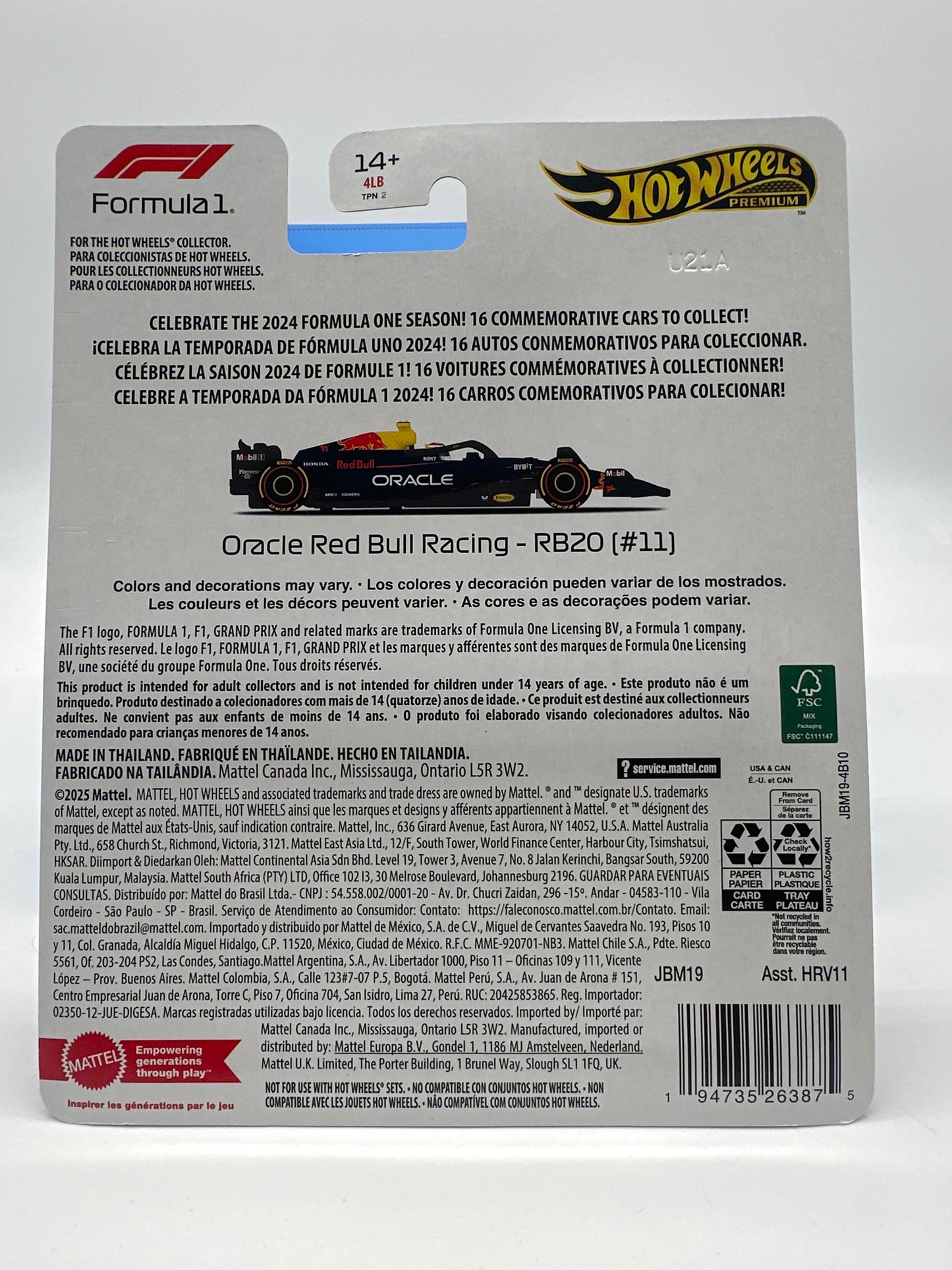 Hot Wheels 2025 Formula 1 Premium Series - Oracle Red Bull Racing #11 - Sergio Perez