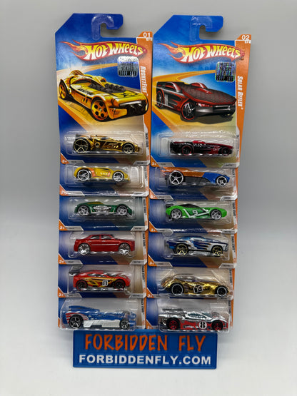 Hot Wheels Mainline - 2009 Factory Stickered - Track Stars Series - Complete Set of 12