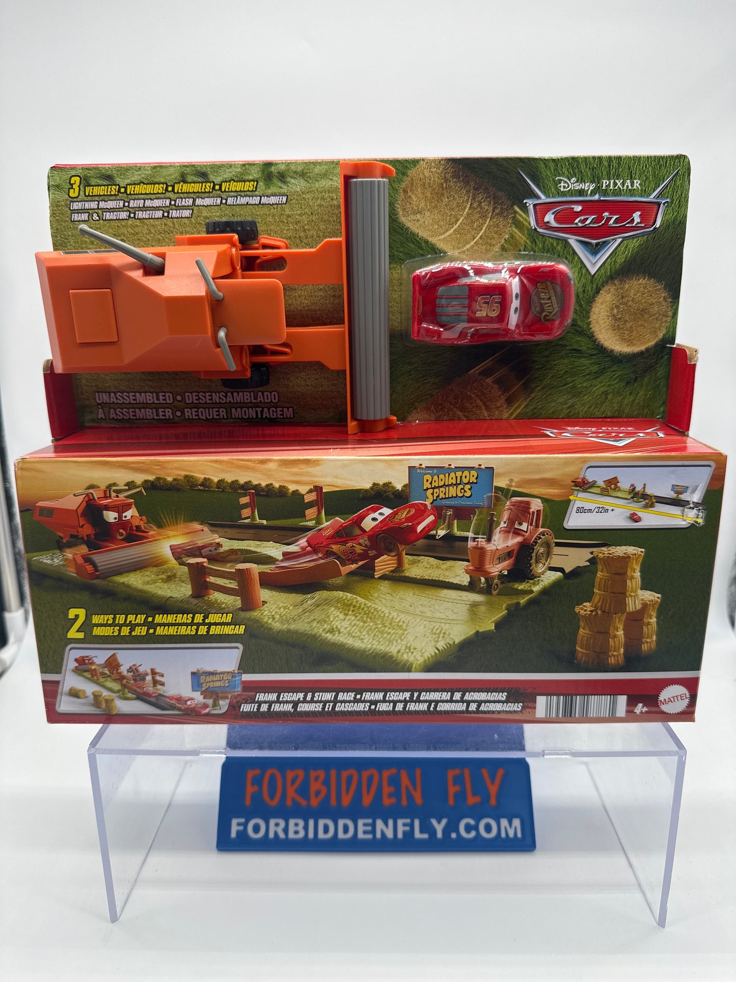 Disney Pixar Cars Movie - Frank Escape & Stunt Race Playset - Lightning McQueen, Frank, & Tractor Included