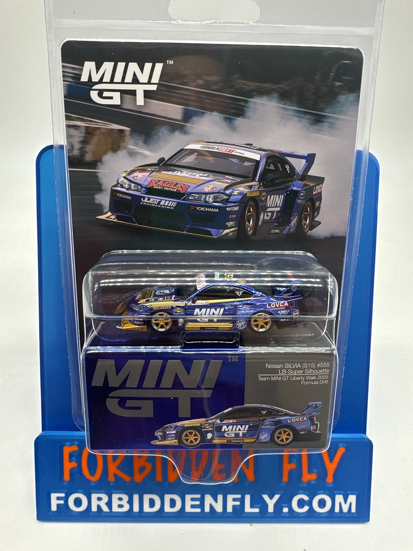 Mini GT Regular Release #1157 - Nissan Silvia (S15) #555 LB Super Silhouette - Team Mini GT Liberty Walk 2025 Formula Drift