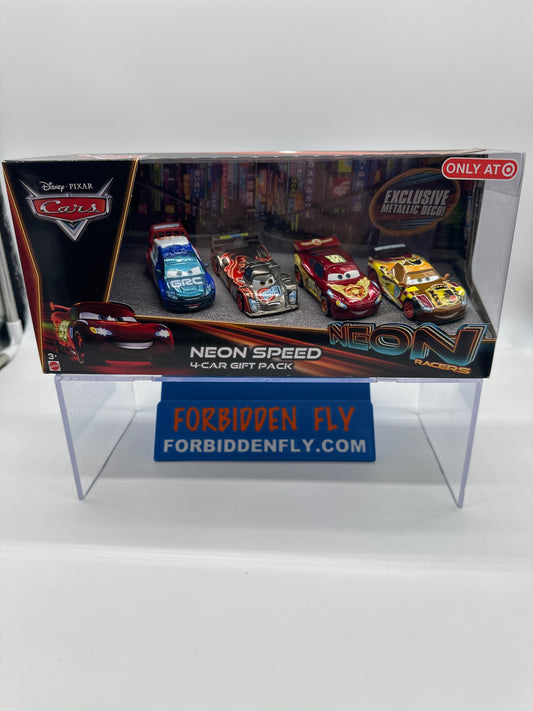 Disney Pixar Cars Movie - Target Exclusive Neon Racers Series - Metallic Deco Neon Speed 4 Car Gift Pack Set