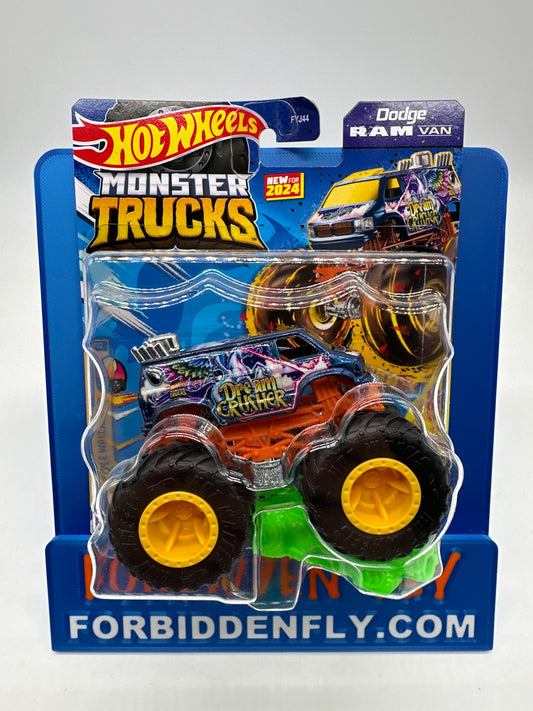 Hot Wheels Monster Trucks - w/ Crushed Car -  Dodge Ram Van Dream Crusher