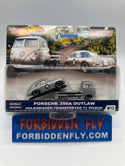 Hot Wheels Car Culture Team Transport - #13 - Momo Porsche 356A Outlaw & Volkswagen Transporter T1 Pickup