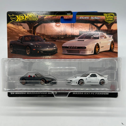Hot Wheels Car Culture - Target Exclusive Premium 2 Pack - ‘04 Mazda Mazdaspeed Miata & Mazda RX7 FC Pandem