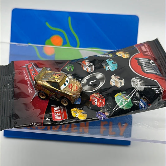 Disney Pixar Cars Movie Metal Mini Racers - Sealed Baggie - Gold Lightning McQueen