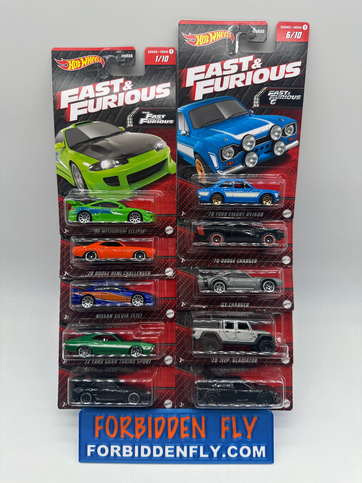 Hot Wheels Silver Series - Walmart Exclusive - 2023 Red Tab (Red Alternate Card) Fast & Furious Series 1 Complete Set of 10