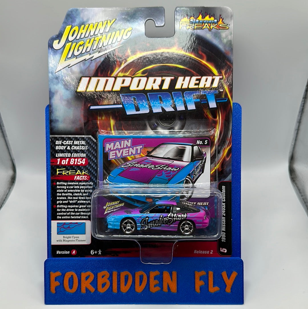 Johnny Lightning -Street Freaks - Import Heat - 2022 Release 2 - Version A - 1980 Nissan 240SX Custom - Bright Cyan