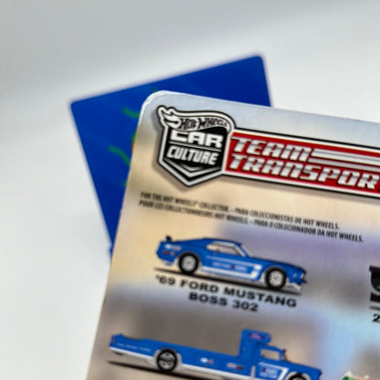 Hot Wheels Car Culture Team Transport - #19 Blue ‘69 Ford Mustang Boss 302 & Retro Rig