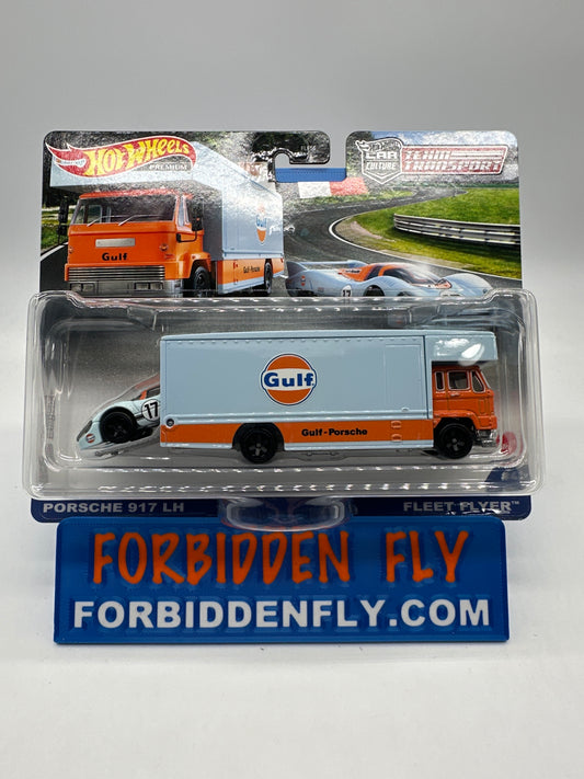 Hot Wheels Car Culture Team Transport - #41 Gulf Porsche 917 LH & Fleet Flyer