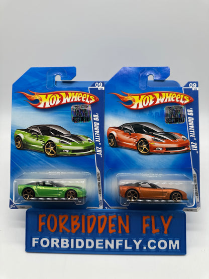 Hot Wheels Mainline - 2009 Factory Stickered - Faster Than Ever Series - ‘09 Corvette ZR1 - Lot Of 2
