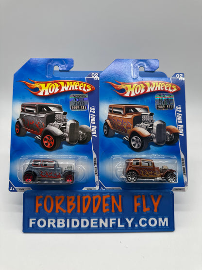 Hot Wheels Mainline - 2009 Factory Stickered - Rebel Rides Series - ‘32 Ford Vicky - Lot Of 2