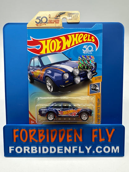 Hot Wheels 2018 Super Treasure Hunt - Factory Stickered - Race Team 50th Anniversary ‘70 Ford Escort RS1600