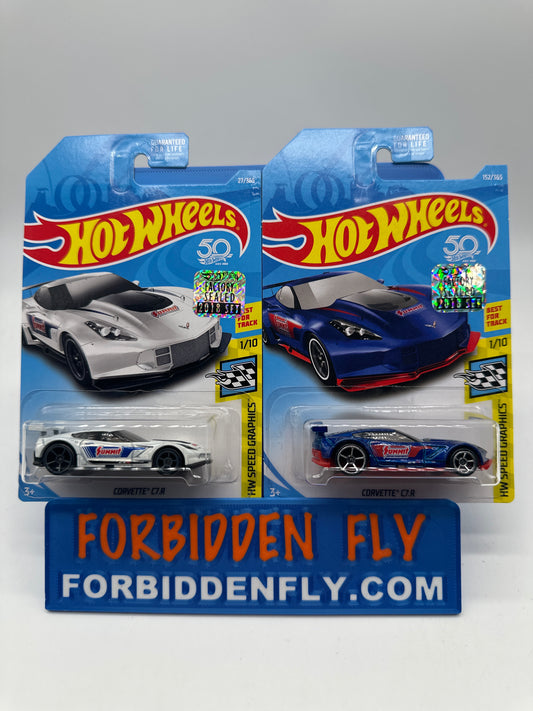 Hot Wheels Mainline - Factory Stickered 2018 - Corvette C7.R - Lot Of 2