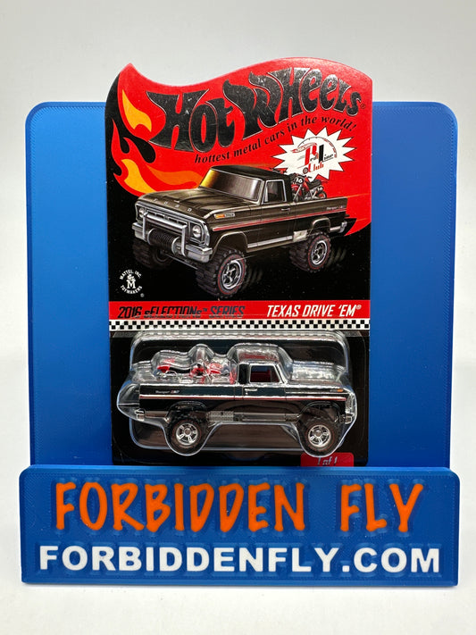 Hot Wheels RLC Red Line Club - 2016 Selections Release - Black/Chrome Texas Drive ‘Em