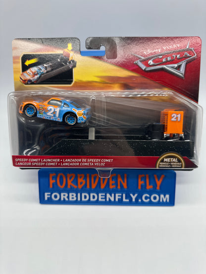 Disney Pixar Cars Movie - Launcher and Vehicle Set - Speedy Comet (Blinkr #21)