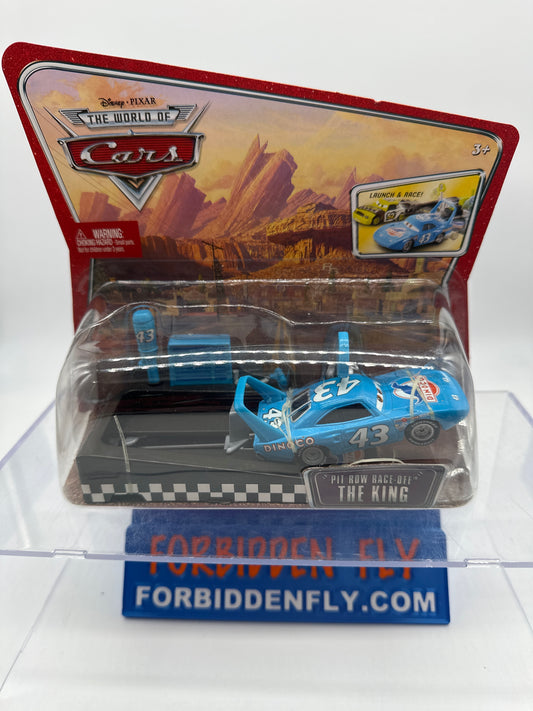 Disney Pixar Cars Movie - World of Cars Launcher and Vehicle Set - Pit Row Race Off The King