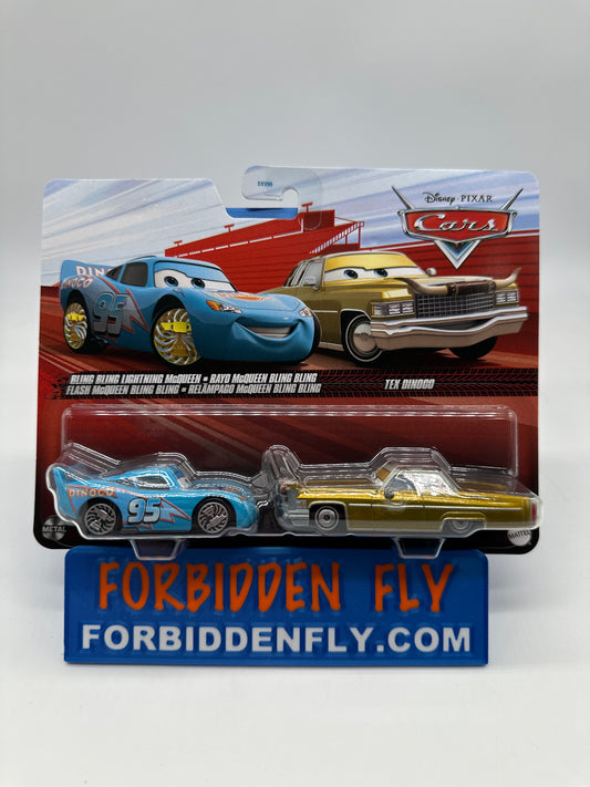 Disney Pixar Cars 2025 - (Two) 2 Pack - Bling Bling Lightning McQueen & Tex Dinoco