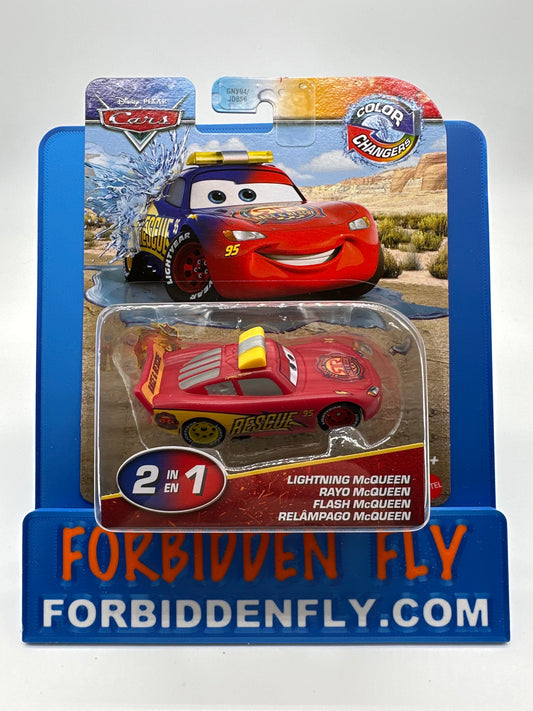 Disney Pixar Cars Movie - Color Changers - Race & Rescue Series - Lightning McQueen - Red To Blue